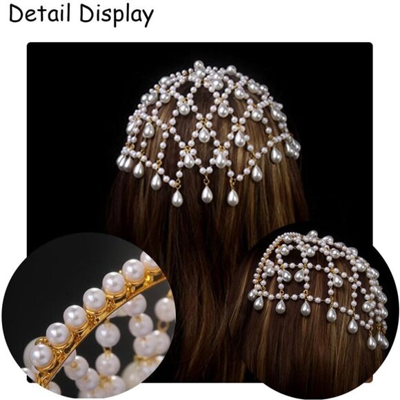 Vintage Pearl Head Chain Flapper 1920s Women Hair Accessory Party Gift main image 6